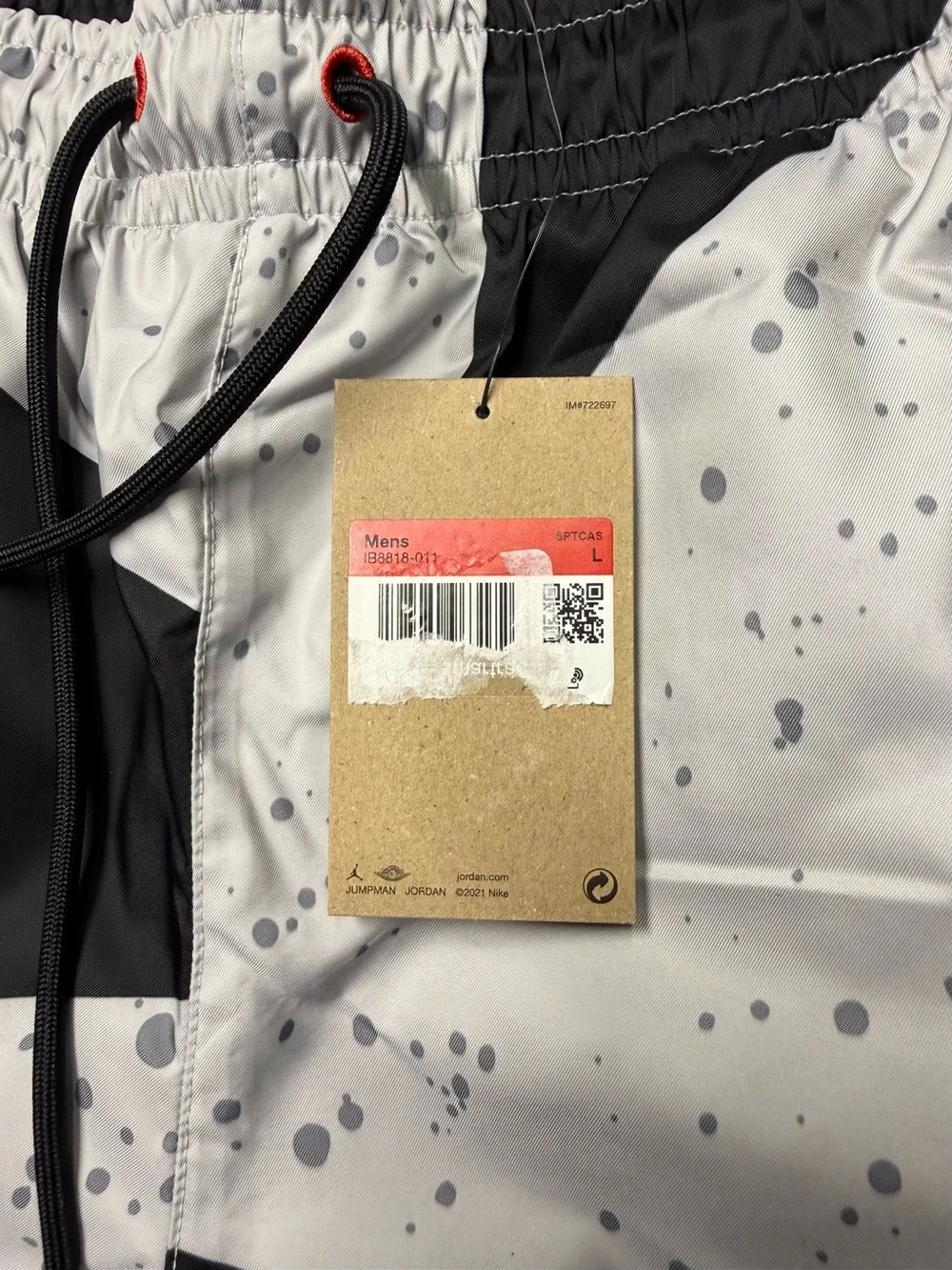 Jordan Essentials Poolside Shorts Men’s Size L Cement Grey- Red IB8818-011 NWT